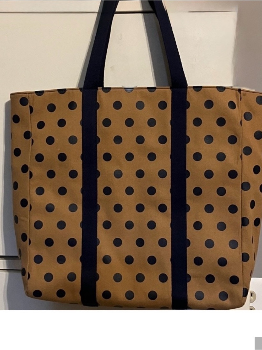 Talbots Polka Dot Canvas Tote Bag in Tan and Black - Unbranded